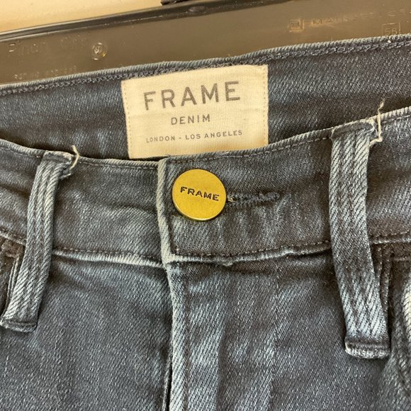 Frame Jeans 25 Le High Skinny Dark Blue Wash Distressed Destroyed - Picture 6 of 11